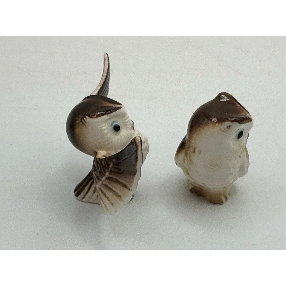 Vintage Ceramic‎ Miniature Owls  Can Be Used As Cake Toppers